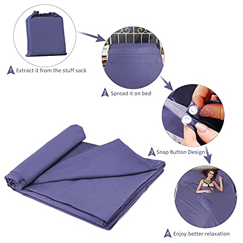 Travel and Camping Sheet Sleeping Bag Liner,Lightweight Compact Portable Adult Thin Sleeping Bag Sack,Premium Soft Hotel Sleep Sheet for Traveling Hostels Picnic (Grey Blue, 82.5 X 45 Inch)