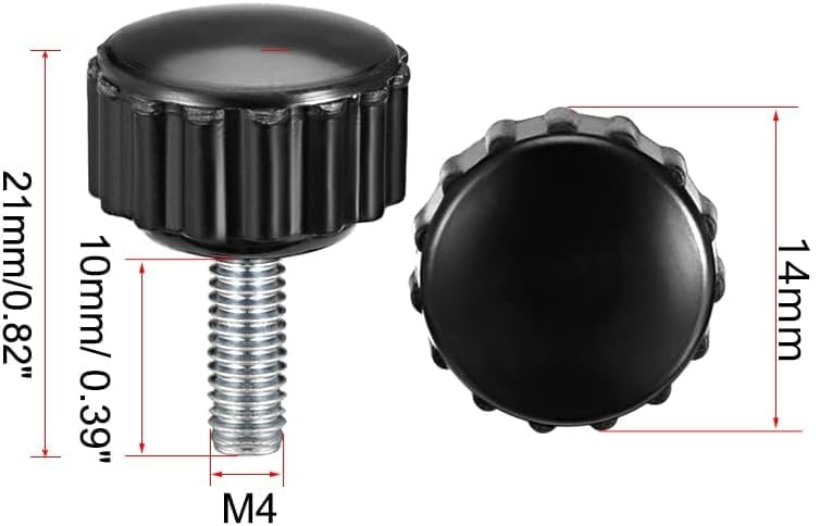 Boxonly Knurled Thumb Screw for Saw Drill Press Lathe and Routing Jigs Packaging Machinery Printing Equipment Clamping Knobs Grip Threaded Hand Bolt Knobs M4 x 10mm 4pcs - Image 2