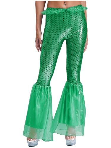 inlzdz Leggings De Sirena Metálicos Brillantes para Mujer Pantalones Elásticos Pantalones De...