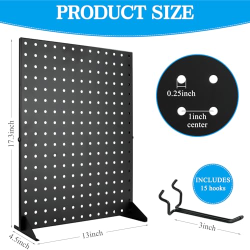 VACONICO Metal Pegboard Display Stand with 15 Peg Hooks, Tabletop Pegboard Shelf for Craft Shows & Fairs, Retail Stores, Vendors Arts and Crafts Finishing - 17x13 Inch & Black by VACONICO - Image 2