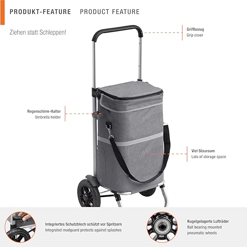 Meister Einkaufstrolley - 45 Liter - Premium Luftreifen - Mit Kühltasche & Teleskop-Griff -...