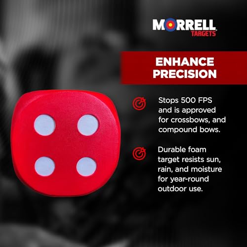 Image of Morrell High Roller Foam Archery Target, 6-Sided Cube w / 21 Bullseyes and Carry Handle - Portable Backyard Target for Broadheads, Field Points, Compound Bows and Crossbows