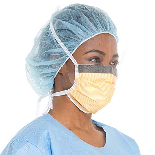 Halyard Health 48247 Fluidshield Level 3 Surgical Mask with So Soft Lining, Anti-Glare Wraparound Visor, Fog-Free, Orange (4 Boxes of 25, 100 Total)