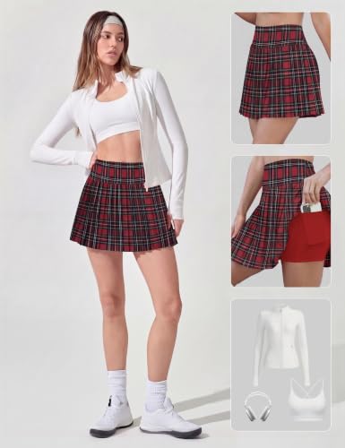 Image of Alaroo Pleated Tennis Skirt for Women with Pockets Shorts Skort | High Waisted Golf Athletic Skorts Running Workout Skirts