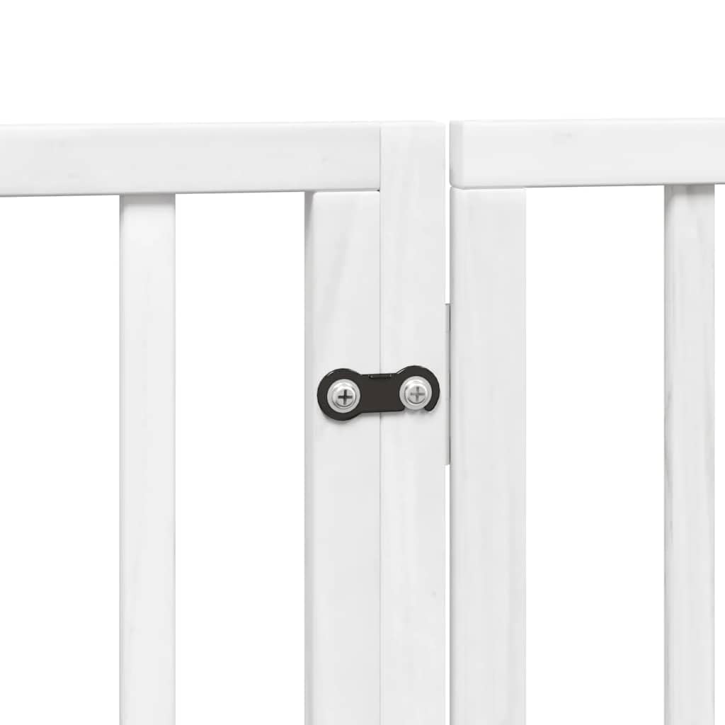 Puerta para perros de madera de álamo blanca, plegable, 640 cm, parque para perros plegable, 8 piezas, rejilla para perros con puerta con cerradura