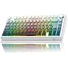 TECURS 75% Wireless Gaming Keyboard Three Mode 2.4GHz/BT5.0/Type-C RGB Red Switch Mechanical Keyboard Hot Swap Side Engraving PBT Keycaps with Rotary Knob QWERTZ Gradient Grey