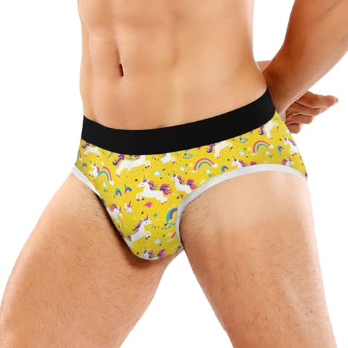 Classic Men's Underwear Briefs Unicorn Yellow Rainbow Breathable and Soft Comfort Triangle Underwear Men2