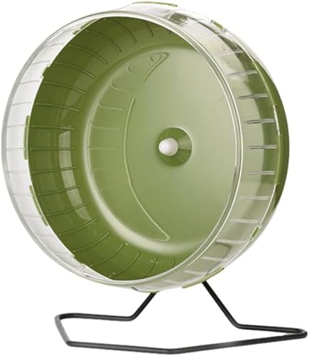 小動物用静音回し車(スタンド付き) 大直径設計 取付簡単・走りやすい ハムスター(ゴールデン/キンクマ)向け 運動不足解消・遊び場兼用 ペットおもちゃ (グリーン)