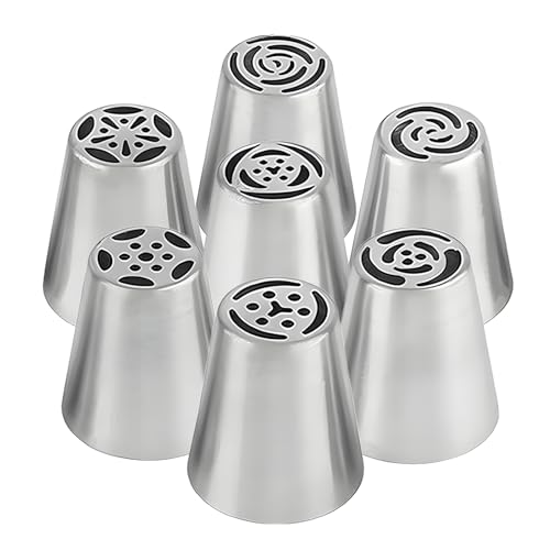 Spritztüllen Blumen Groß 7 Stück Spritztülle Edelstahl Tüllen Große Blumen Spritztüllen Set für Spritzbeutel DIY Kuchen