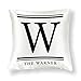 Inicjał W poduszka ozdobna litera monogram spersonalizowane imię rodziny do domu sofa kanapa dekoracja miękki jedwab vintage ochraniacz na poduszkę z ukrytym zamkiem błyskawicznym 45 x 45 cm