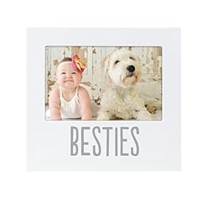 Pearhead Bestie and Baby Frame, Baby and Pet Keepsake Frame, White