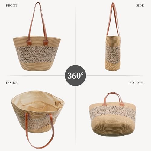 MaijjLyn Straw Bags for Women Beach Bag Woven Tote Bag Large Shoulder Handbags Summer Raffia Bags Travel Totes Straw Purse — view 6