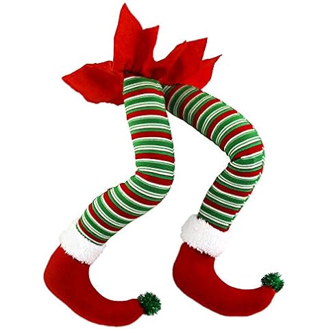 WEWILL 20'' Elf Legs Christmas Tree Decorations Stuffed Elf Leg for Christmas Home Party Tree Fireplace Ornaments (Red) Cover