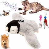 Flapping Chirping Bird Cat Toy Flying Bird Cat Toy Flapping Bird Cat Bird Cat Oiseau Pour Chat Qui Vole Bird Chase Chat Bird Cat Toy Flapping Wings 3 Modes Flappychase Interactive Cat Toy (G)