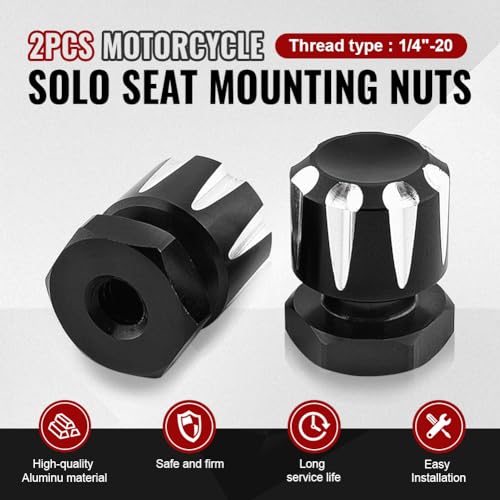 Image of FSFY Black&White Motorcycle Mounting Nuts Bolts, 2pcs Solo Seat Mounting Nuts for Harley Road Glide FLTR 1998-2002, 2007-2009, FLTRX 2005-2021, Custom FLTRX 2010-2013, EFI FLTRI 1998-2006