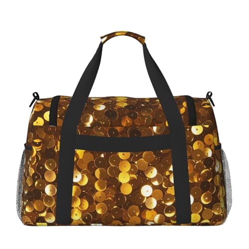 Gold Sequin Sparkle Travel Duffel Bag Lightweight Waterproof Carry On Tote Bag Foldable Weekender Overnight Bags Sport Gym Bag For Women Men2