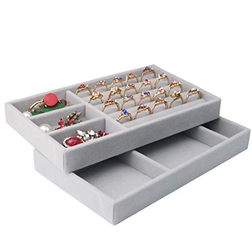 Jilin Brinco, colar e pulseira, anel empilhável de veludo, bandeja organizadora