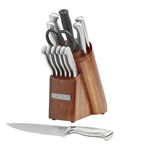 Sabatier 14-Piece Stainless Steel Hollow Handle Knife Block Set, Acacia #TOP1