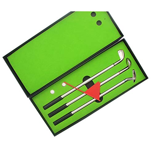 El set de regalo de golf de golf Sipliv (3 colores tinta), mini pelotas de golf incluye un bolígrafo verde, 3 palos de golf y 2 pelotas.