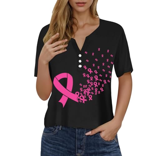 Chemisier imprimé col V top d'été léger pour femme motif nœud rose chic