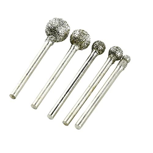 Generico 5 Pièces Tête Sphérique Revêtue de Diamant Mèches Boule Ronde Fraises Grain Accessoire