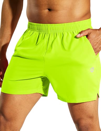 Nepest Men's 5’’ Athletic Running Shorts with Pockets, Lightweight Quick Dry Gym Workout Training No Liner Shorts2