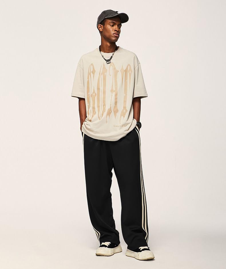 Image of dockstreet Men's /Unisex Open Bottom Drawstring Pure Cotton Stretchable Baggy Jogger Pants