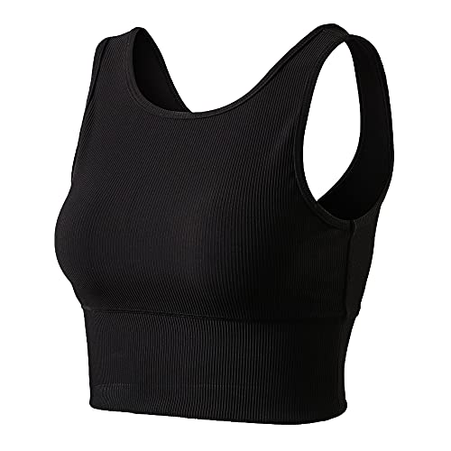 Workout Crop Tank Tops for Women Solid Comfort Sleeveless Shirts for Casual Sports Fitness Yoga Reversible Ribbed Tops