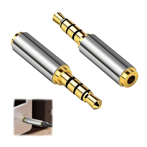 Adaptador de Auriculares 3.5 mm a 2.5 mm - Convertidor de Audio Estéreo de 4 Polos - Compatible con Auriculares, Teléfonos Inteligentes, Tabletas y Altavoces - Carcasa de Metal - Paquete de 2