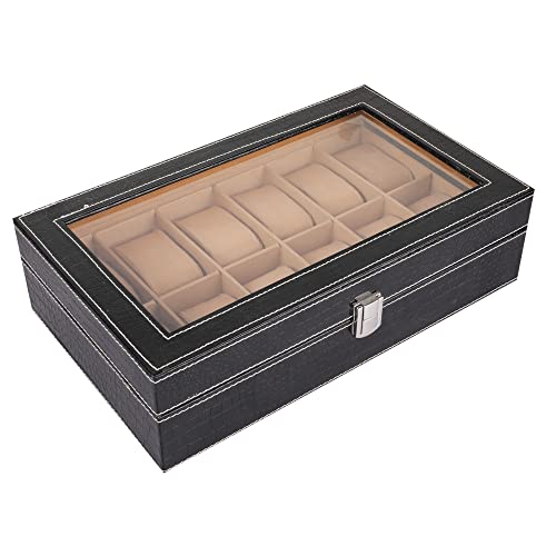 Anything & Everything Wood Croc Print Watch Box, Watch Case, Watch Holder, Watch Organizer, Black, Holds 12 Watches, Transparent (B09NR7Z6GQ) Amazon Price History, Amazon Price Tracker