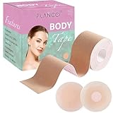 FLANCCI Boobytape for Breast Lift Includes Nipple Covers Boob Tape Breast Lift Tape Body Tape for Push up & Shape Works Great with Sticky Bra Backless Bra or Strapless Bra (2 inches - Beige)