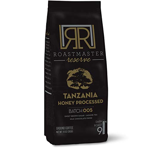 Roastmaster Reserve Dark Roast Coffee (Tanzania Honey Peaberry Coffee) 10oz. Solar Energy Produced Dark Roast Ground Coffee Limited Batch Single Origin Coffee, 100% Arabica Coffee