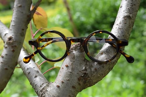 Image of Hand Made Small Vintage Round Eyeglass Frames Full Rim Acetate Glasses B002