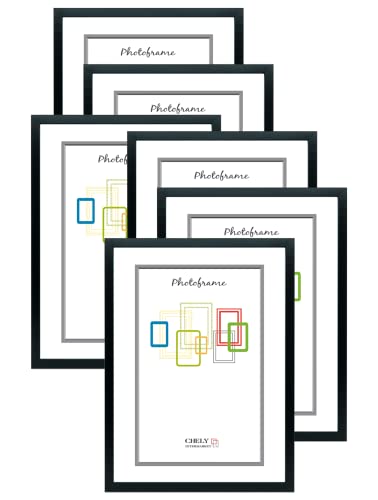 CHELY INTERMARKET MODCI-100 Marco Madera 30x40cm Acabado Elegante Bastidor 1.5cm Estilo Clásico Certificados Decoración Hogar Oficina Color Negro Cuadro Vertical Horizontal Pack 6 Unidades