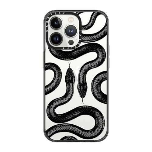 CASETiFY (�P�[�X�e�B�t�@�C) �R���p�N�g iPhone 13 Pro�p �P�[�X [4�t�B�[�g �R�p�O���[�h��2�{�̗����ɑ΂���ی�/�X����/�y��] - �u���b�N�L���O�X�l�[�N - �N���A�u���b�N