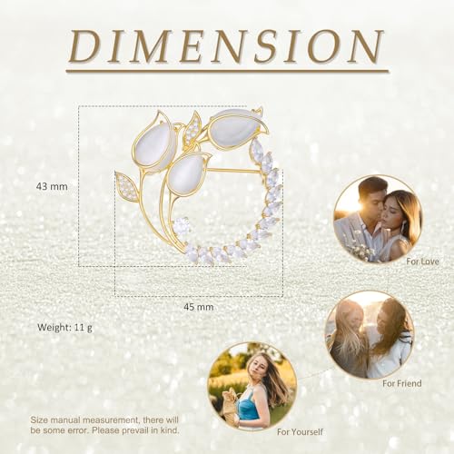Image of 14K Gold-Plated Flower Brooch Pins Crystal Rhinestone Flower Brooch Pin Accessories Christmas Birthday Gift for Women