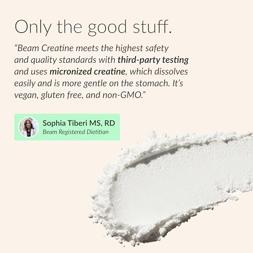 Image of BEAM Creatine Monohydrate Powder - 5g Micronized Creatine Monohydrate, Flavored Creatine for Women & Men, Muscle Strength, Growth & Cognitive Support, Watermelon Flavor, 30 Servings