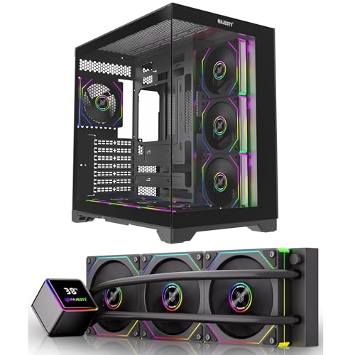 Majesty Galaxy Case with 7 ARGB Infinity Fans + Majesty 360MM Pre-Installed CPU Water Cooler with Digital Temperature Display (Black)