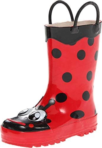 Western Chief Girl's Waterproof Printed Rain Boot with Easy Pull on Handles, Lucy The Ladybu, 9 M US Toddler