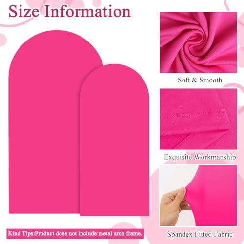 Image of FOTSHARER Hot Pink Arch Covers 7.2 and 6ft Pink Arch Covers Stretchy Backdrop Set of 2 Chiara Arched Backdrop Covers Spandex Wedding Arches Stand Cover for Birthday Party Graduation Banquet Decor