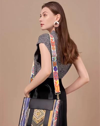 Image of Embroidered Purse Straps Replacement Crossbody Wide Adjustable Bag Straps | Thick Purse Strap for Crossbody Bags,Extra Long Strap,Cross Body Straps for Handbags,Bag Straps for Tote Bags,Shoulder Straps