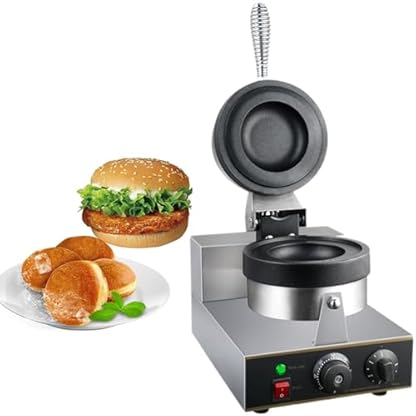 ExoticaBlend Kommerzieller runder Waffeleisen-Antihaft-elektrischer Flip-Waffeleisen 1300 W mit 50~300 ℃ Einstellbarer Temperatur und Hamburgerform für Bäckereien