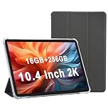 VASOUN 10 inch Tablet, Android Tablets 10 inch with 16GB RAM 256GB Storage, Octa-Core, 5Ghz WiFi, 2K Screen FHD IPS, Aluminum Body with PU Tablet Case - Dark blue