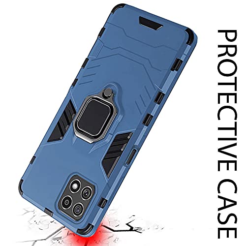 Image of TheGiftKart Tough Armor Samsung Galaxy A22 5G Bumper Back Case Cover | Ring Holder & Kickstand in-Built | 360 Degree Protection Back Case Cover for Samsung Galaxy A22 5G