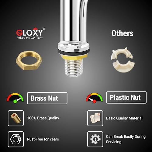Image of GLOXY Premium Deck Mount Pillar Tap for Bathroom Combo Pack of 3 - Kitchen Wash Basin Tap with Chrome Finished Delight Lever - Water Taps for Home Bathroom, Gardens & Kitchen Sinks - 10 Years Warranty
