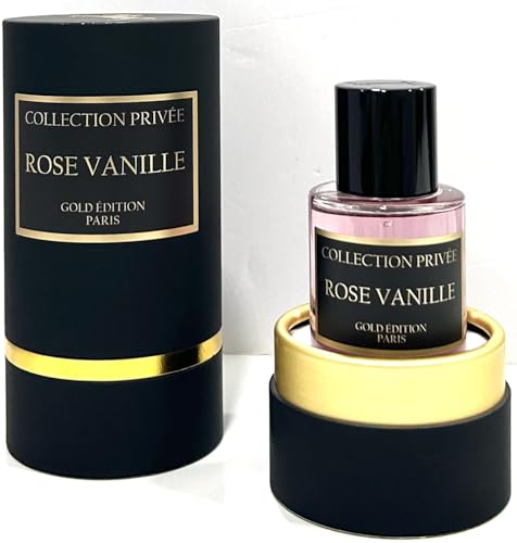 Parfum ROSE VANILLE Collection Privée Nouvelle Edition (Gold Edition), Idée Cadeau, un parfum longue durée et unisexe de 50 ml, fabriqué en France (ROSE VANILLE)