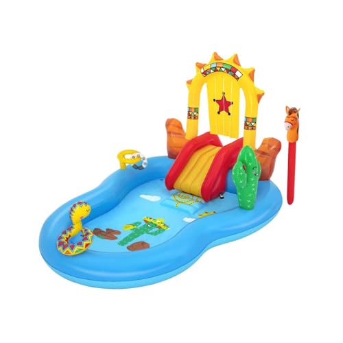 Avilia Piscinetta Gonfiabile per Bambini con Cavallo, Scivolo, Ferro di Cavallo e Irrigatore a Serpente - Divertimento Estivo con 278 Litri di Capacità e Materiale Resistente