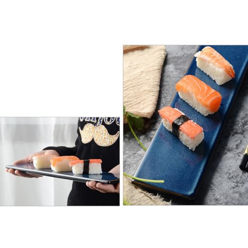 Plato rectangular de porcelana negro estilo japonés miniatura 4