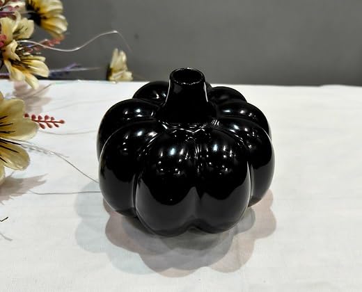 Image of Bliss Hohm Decorative Ceramic Flower Vase for Home Decor and Gifting, Flower Vases for Living Room & Office Decor, Decoration Items, Wall Tabletop showpieces (Black Pumpkin)