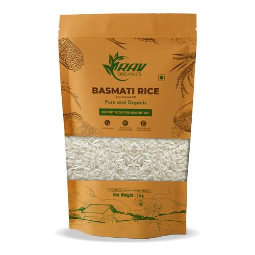 Image of Rav Organics Pusa 1121 Organic Basmati Rice 1kg | Naturally Aged Long-Grain Traditional Chawal with Rich Aroma | NPOP Certified, Non-GMO, 100% Natural | Chemical & Preservative Free